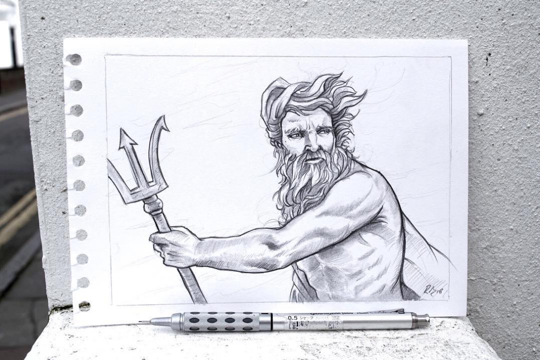 day 10 - neptune calming the waves - robbieallenart.png