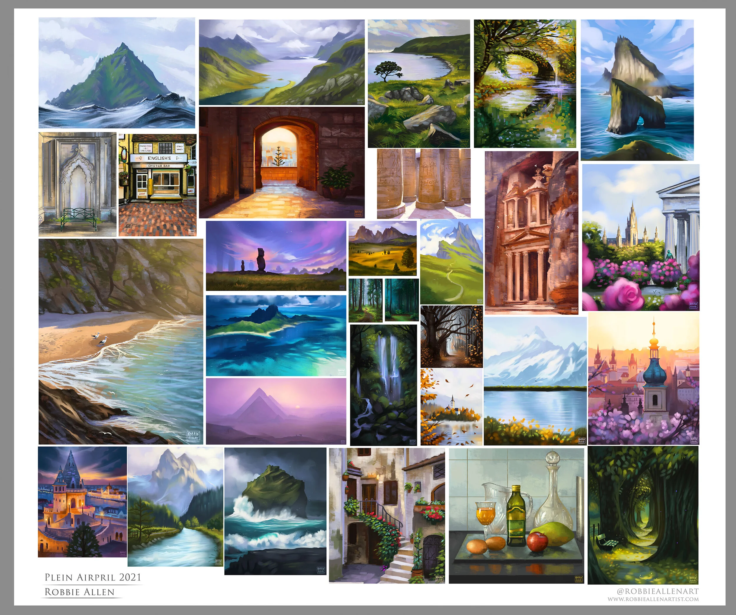 Plein Airpril 2021 - A Collage of All My 30 Paintings For The April Challenge 