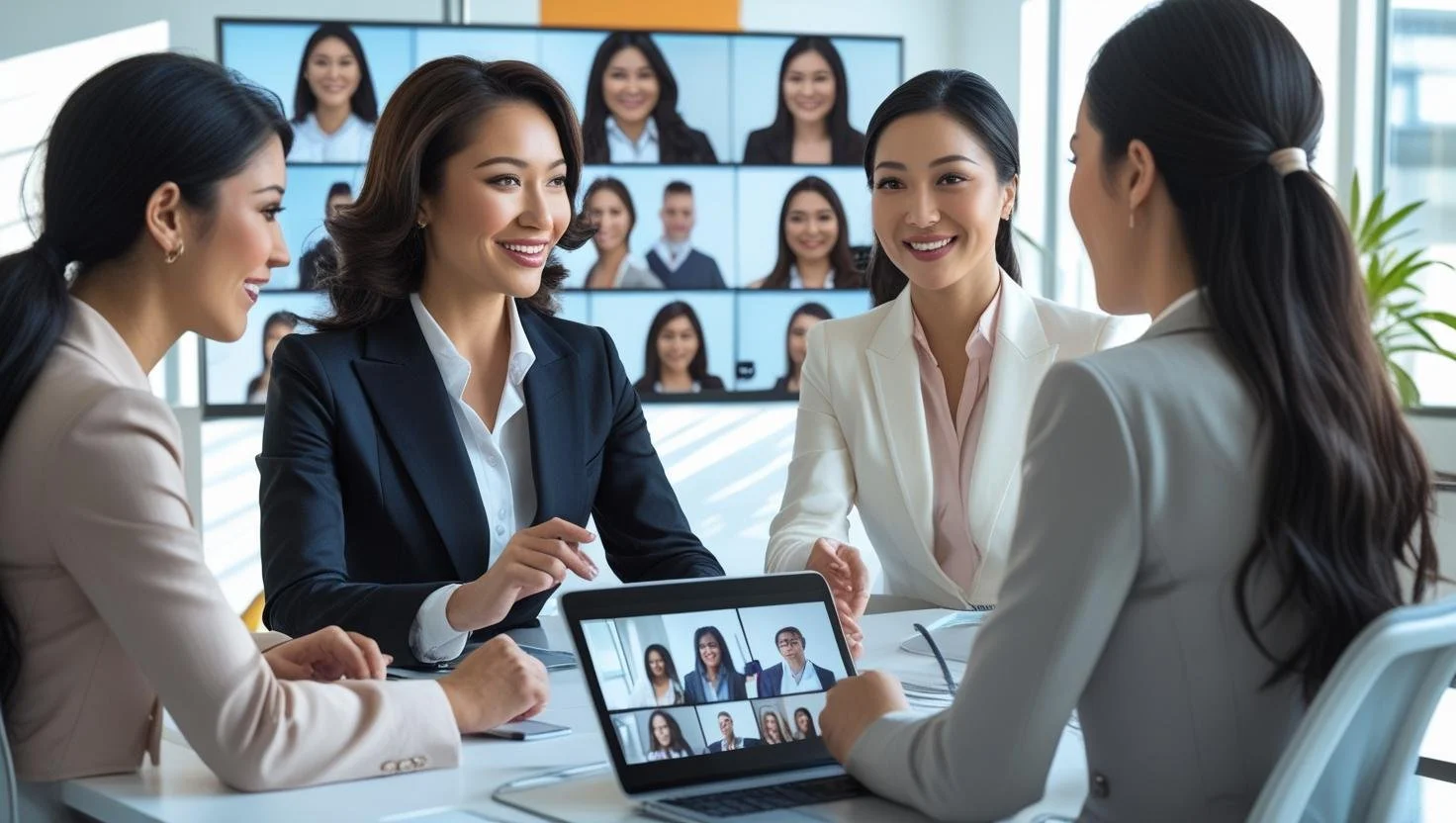 a latina and asian beauty consultant conducting a virtual meeting with a beauty team (2).jpg