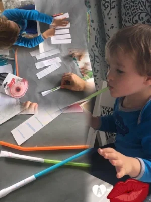 Rocket Straw s 🚀 Materials Needed: Straws, light weight paper, crayons, scissors, and tape. Cut paper into 2" by 4" strips. Decorate with color. Roll paper longways around straw and tape. Fold the top of the paper tube down and tape. Put paper tube on straw and blow!