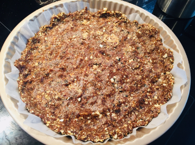 Base pressed into dish & a little up the sides