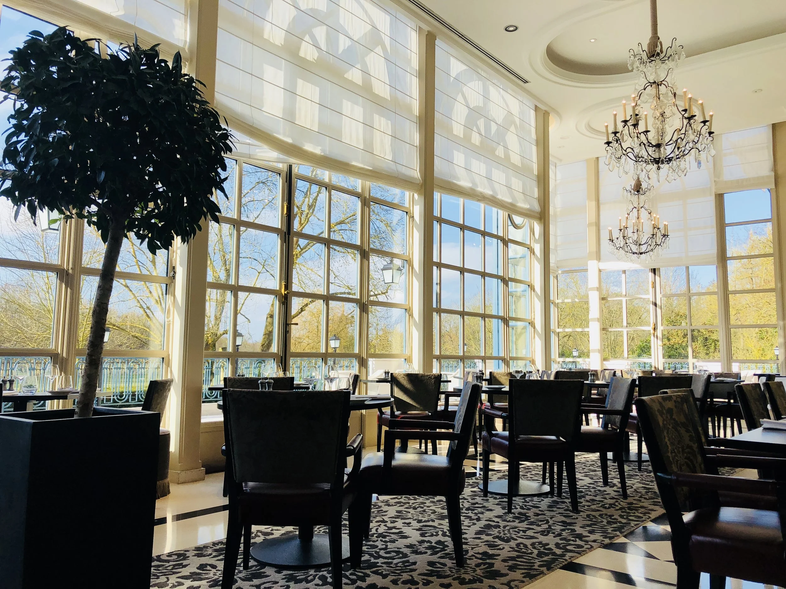 A classic french dining room overlooking the Parc de Versailles