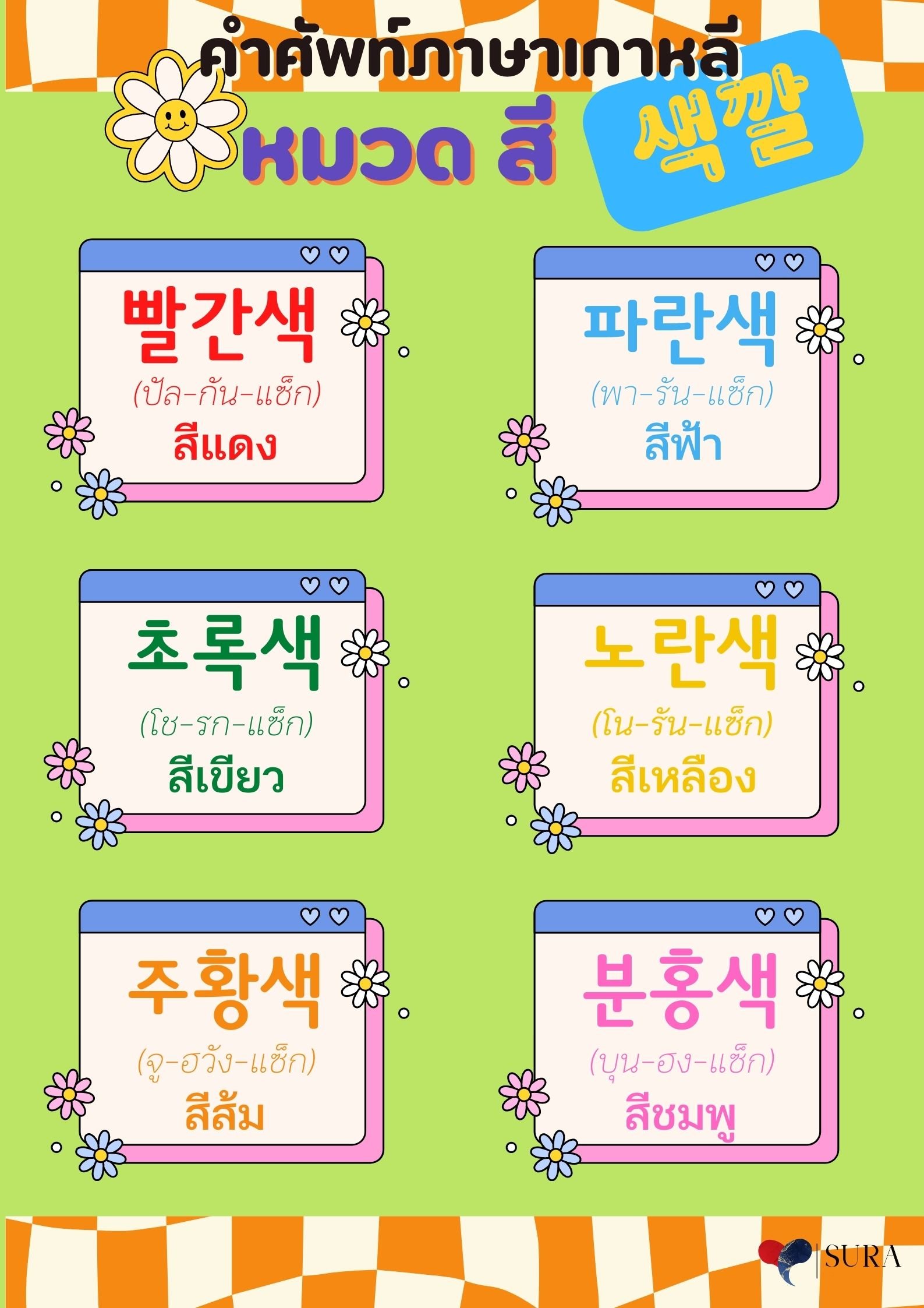 ภาษาเกาหลี]-คำศัพท์ภาษาเกาหลี (หมวดสี) — Sura Korean Bbq