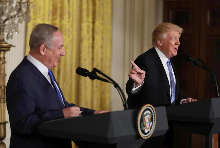 US president Donald Trump and Israeli Prime Minister Benjamin Netanyahu meet in Washington. Reuters/Carlos Barria