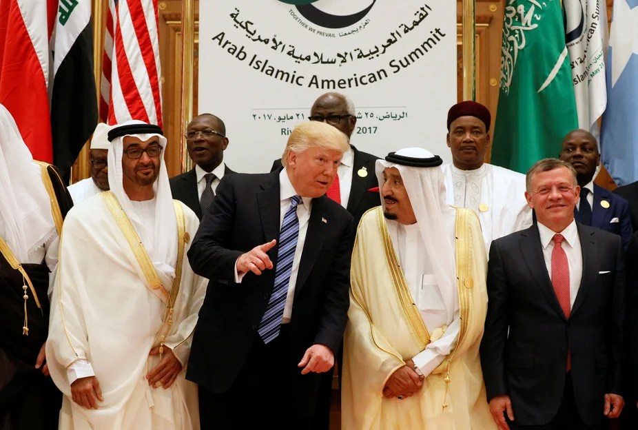 US President Donald Trump talks to Arab leaders in Riyadh on his recent tour of the Middle East. Reuters/Jonathan Ernst