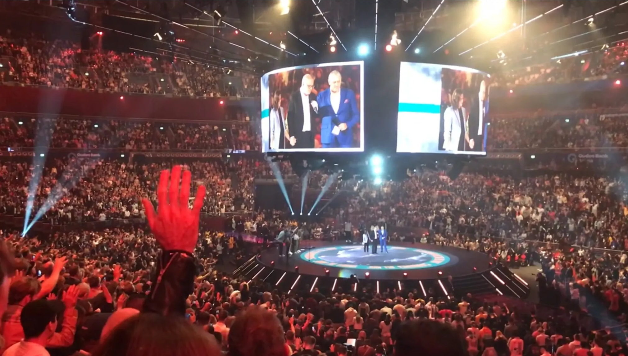 Prime Minister Scott Morrison onstage before a Hillsong congregation last week.