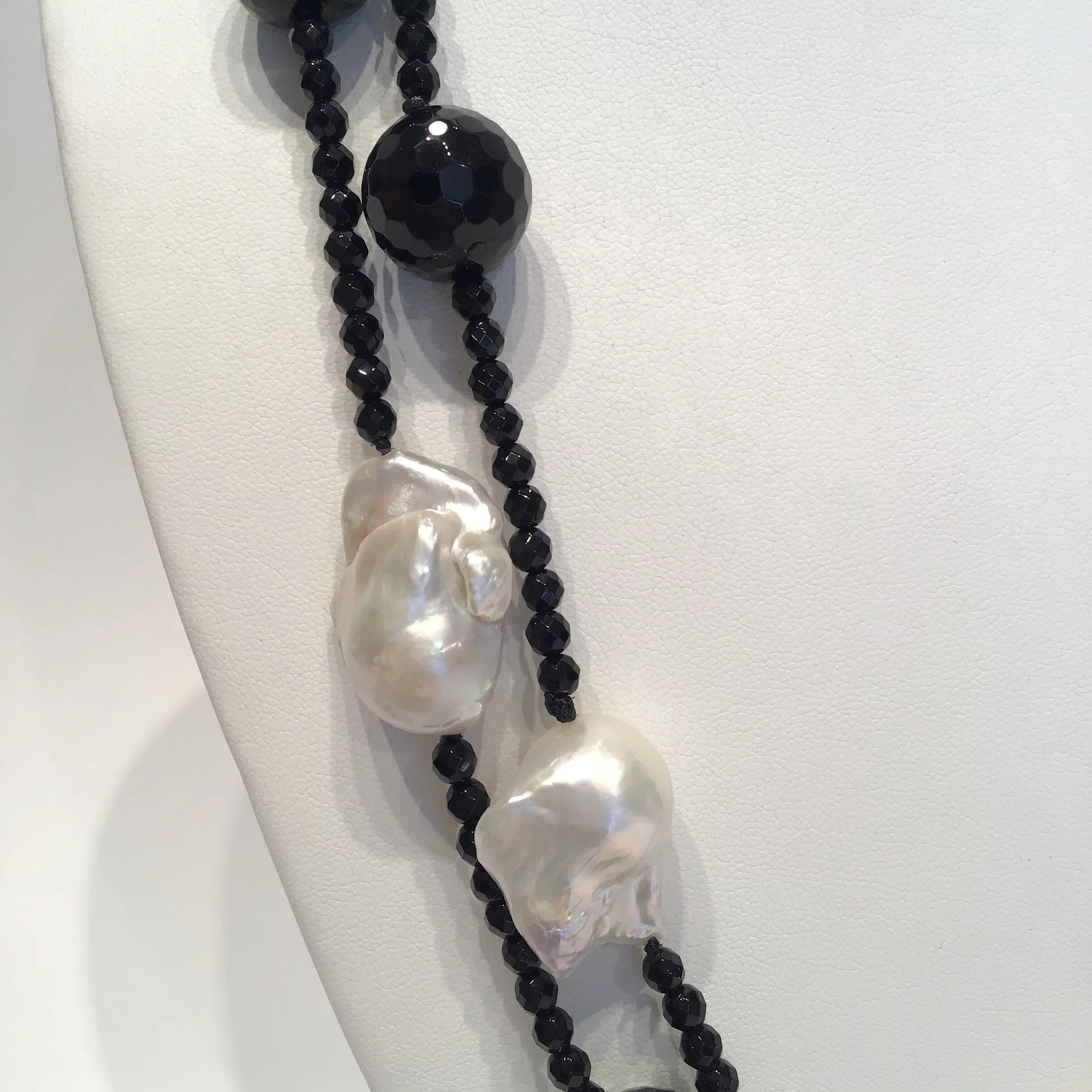 Baroque pearls and Black Onyx long 