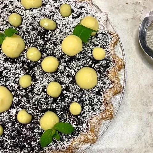 Maine Wild Blueberry Pie with Lemon Curd and Vanilla Cream