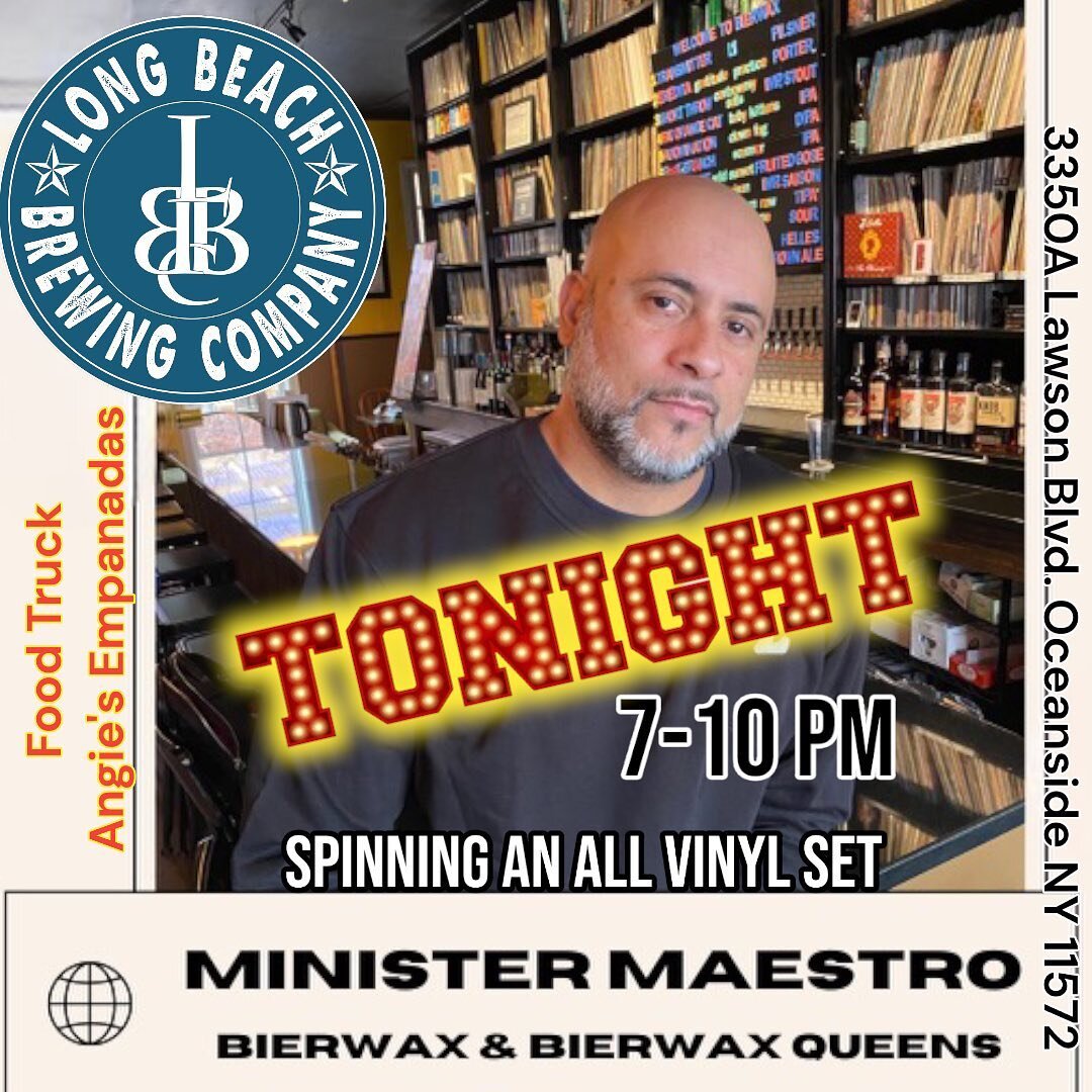 Tonight We have DJ @ministermaestro  from @bierwax Spinning an all vinyl set from 7-10pm 
We also have @angiesempanadasoflillc and @moesflavors showing up from 5-10 with the best Cuban Sandwiches and Empanadas you have ever had! 
Don't miss out! 
ton