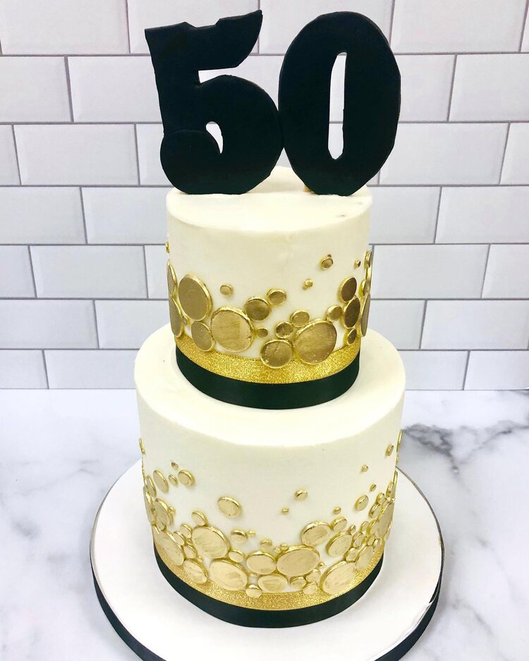 Cakey Goodness - Rose gold drip cake for a 50th birthday!