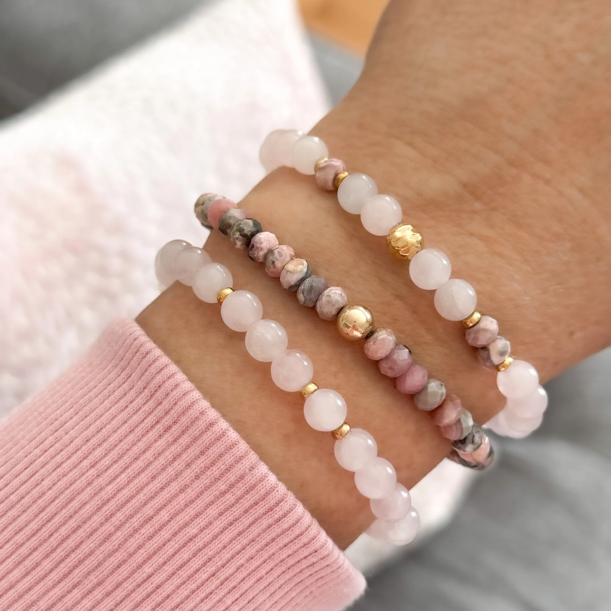 Rose Quartz and Rhodochrosite ~ Trio