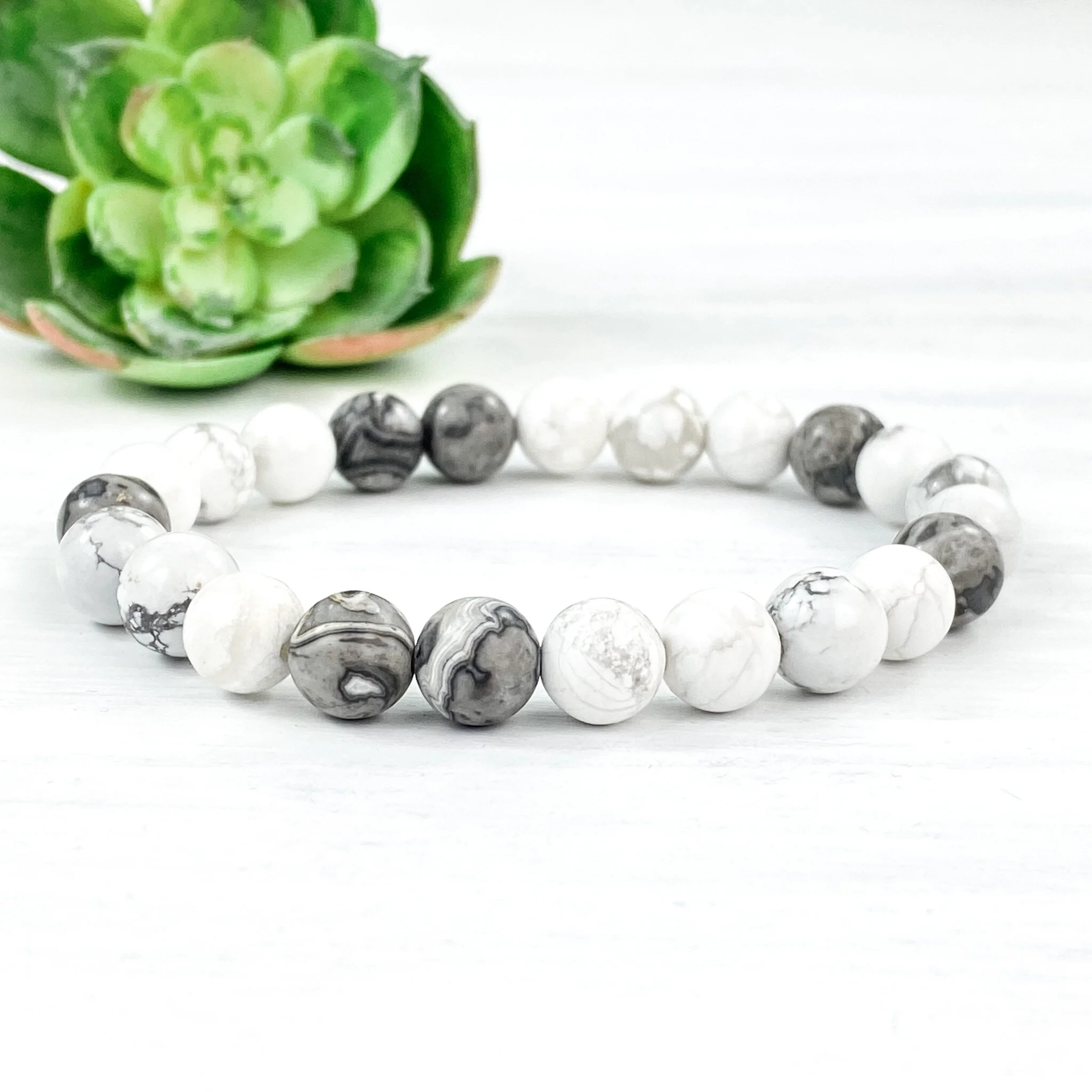 Howlite and Silver Lace Jasper