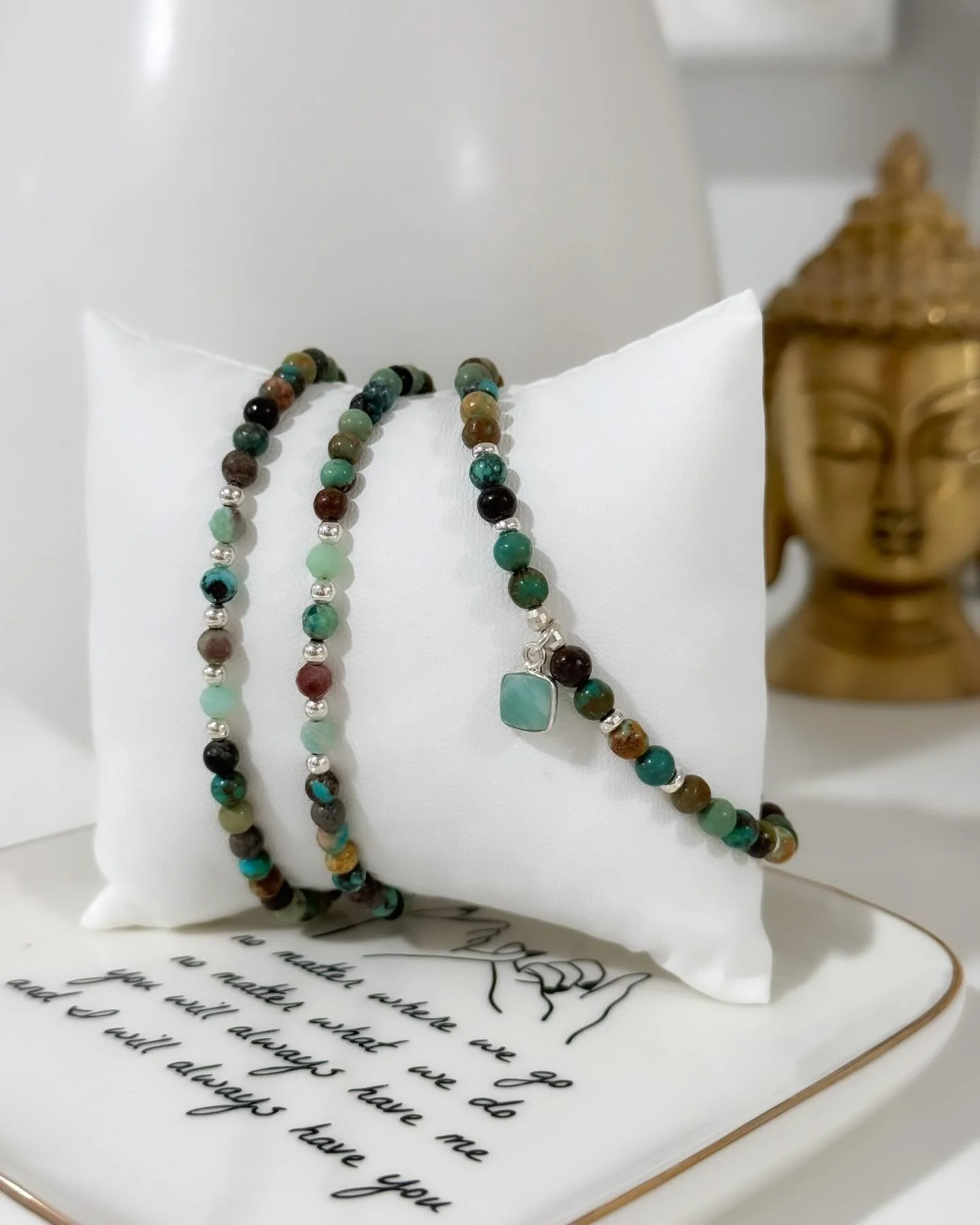 Natural Turquoise and Chrysocolla collection.
⠀⠀⠀⠀⠀⠀⠀⠀⠀ 
Turquoise is known as a stone of protection and deep wisdom - used for centuries by travelers and truth seekers alike.
⠀⠀⠀⠀⠀⠀⠀⠀⠀ 
Chrysocolla, with its lush green-blues and grounding feminine e