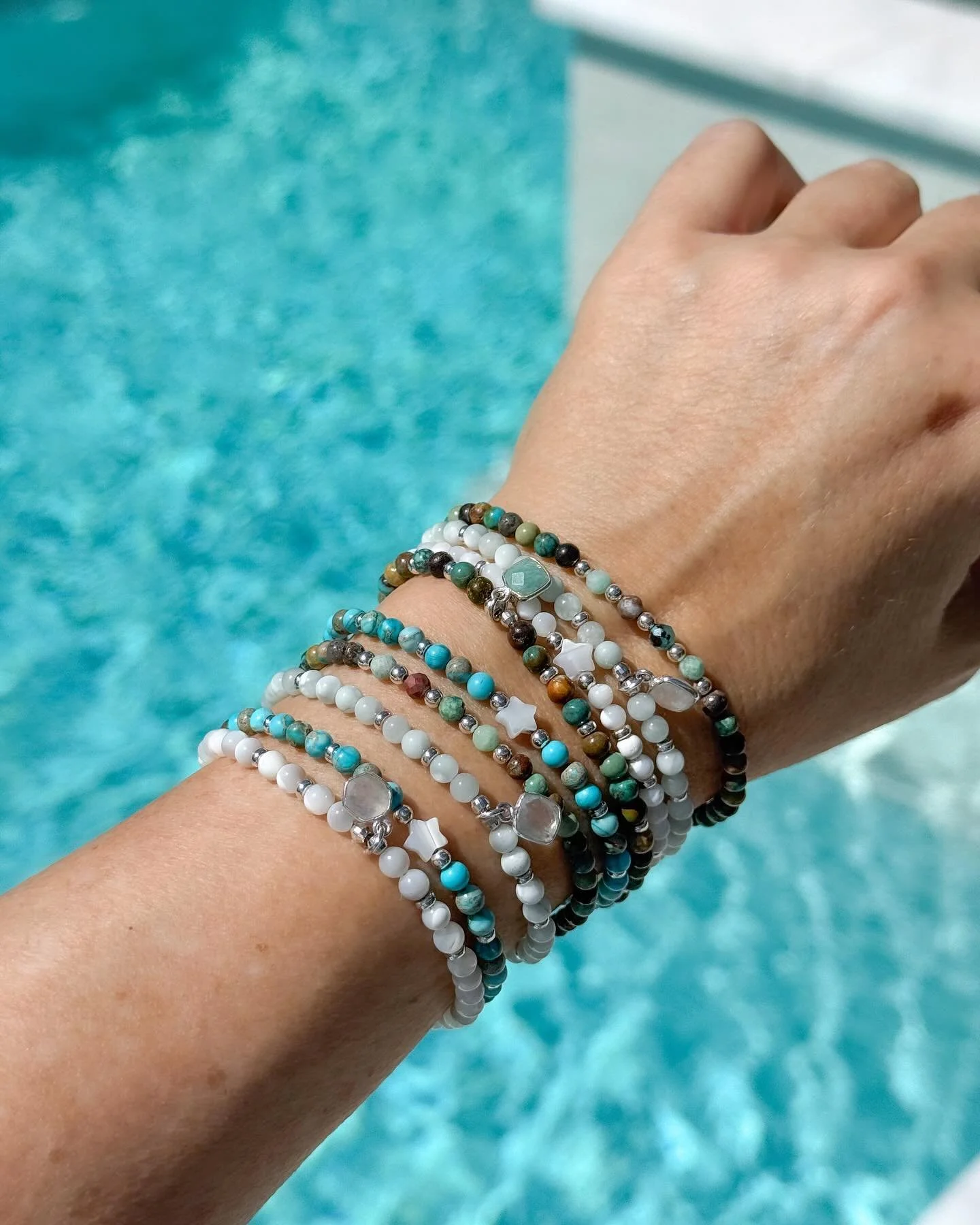 Tiny gems + good vibes! 🩵
⠀⠀⠀⠀⠀⠀⠀⠀⠀ 
Available on website! 
⠀⠀⠀⠀⠀⠀⠀⠀⠀ 
#handmadewithlove #gemstonejewelry #everydayjewelry #jewelrywithintention #goodvibes