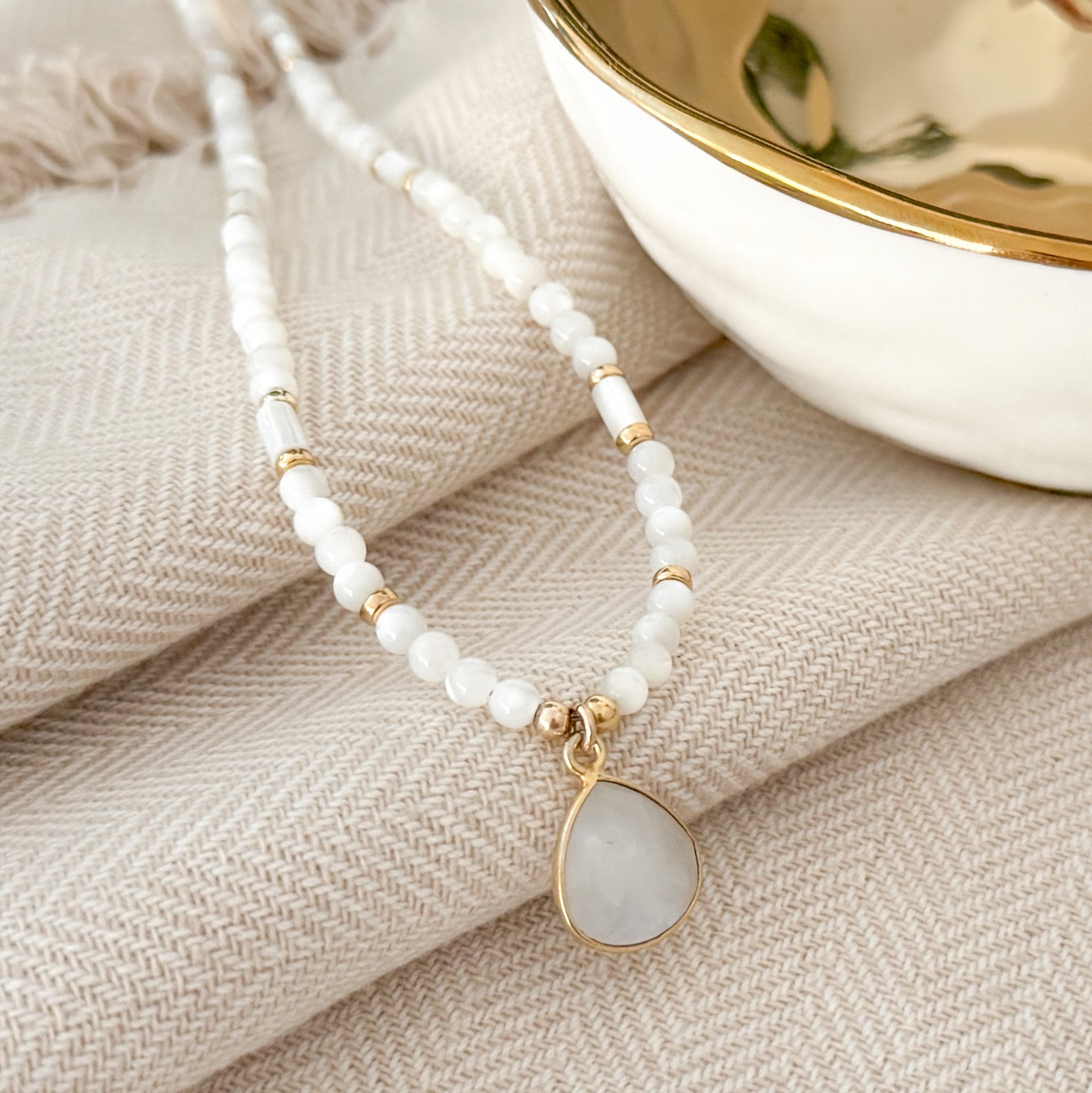 Mother of Pearl and Moonstone Necklace