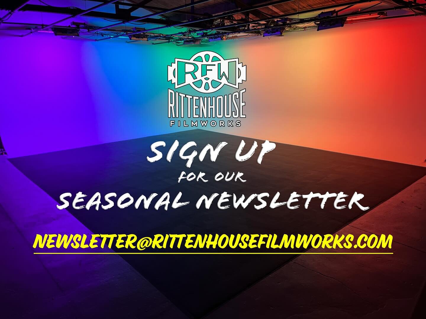 Stay up to date and don&rsquo;t miss an opportunity to save some 💸💸
Sign Up to receive our Seasonal Newsletter!
Each Newsletter features a Promo Code good for your next booking. 

#shotatrittenhouse #rittenhousefilmworks #soundstage #phillyfilm #st