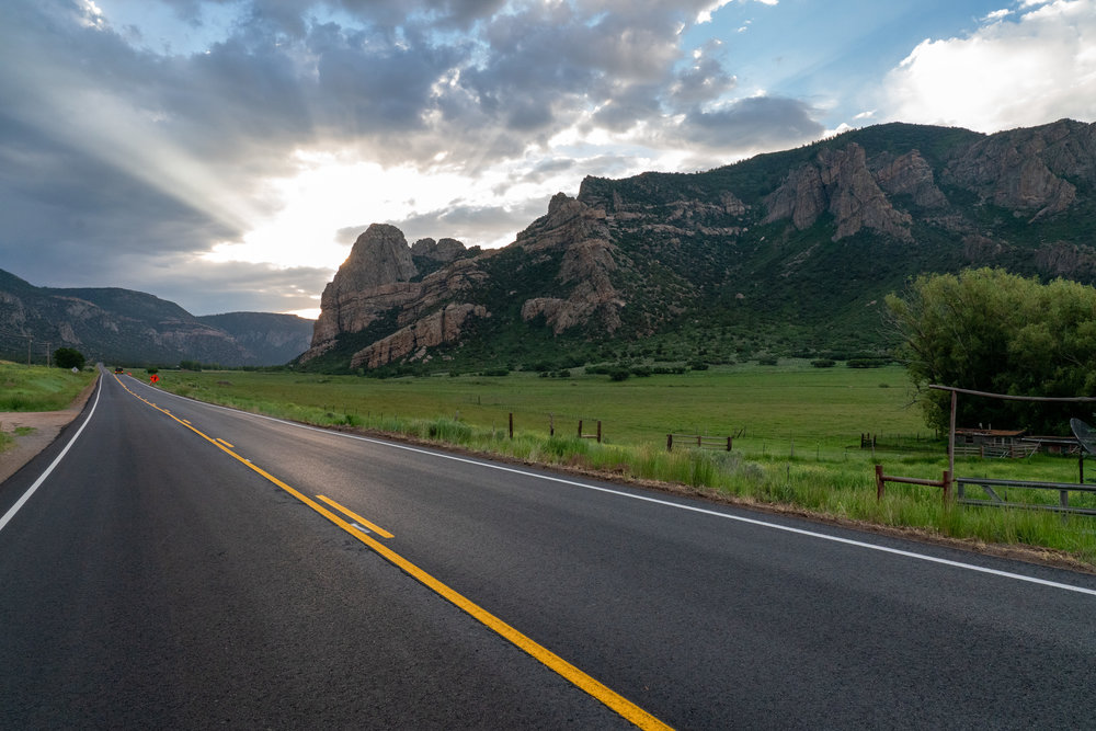 Highway 141 cuts across the Palisades from Grand Junction to Gateway