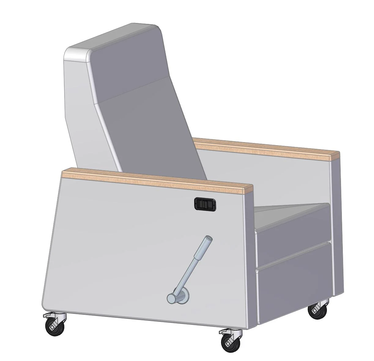  Once the fundamentals of the mechanism are taken care of, I moved on to creating the exterior shell of the design and having that design approved by the designers of the original lounge furniture on which this is based. 