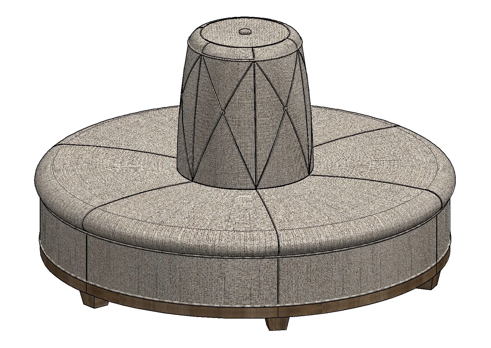  The first Item, A Circular Banquette, has to be able to field separate into 3 parts to be able to fit into the installation space 