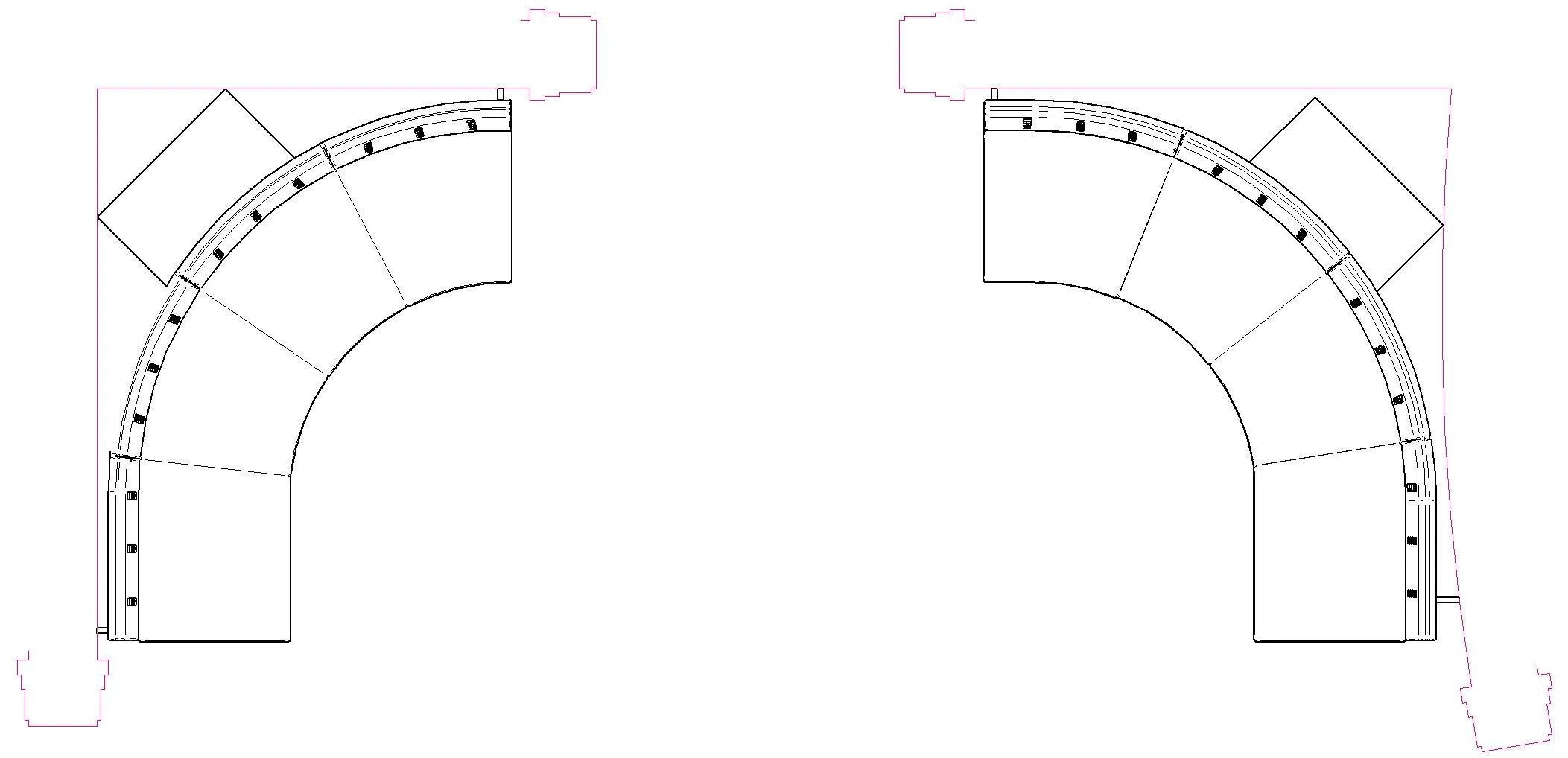  Once we took those measurements I ended up having to draw an asymmetric banquette. 