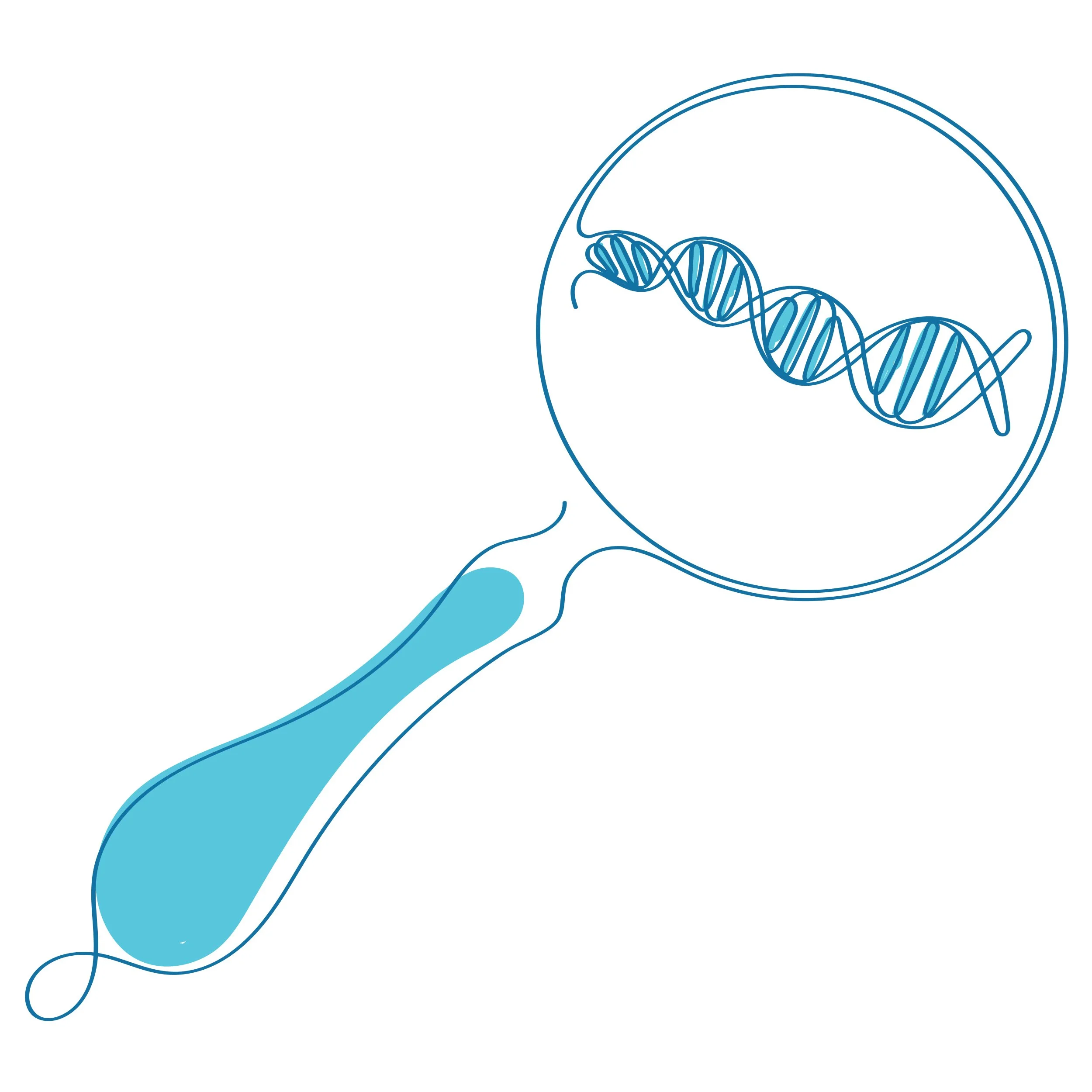 Drawing sketch of a genetic code under a microscope