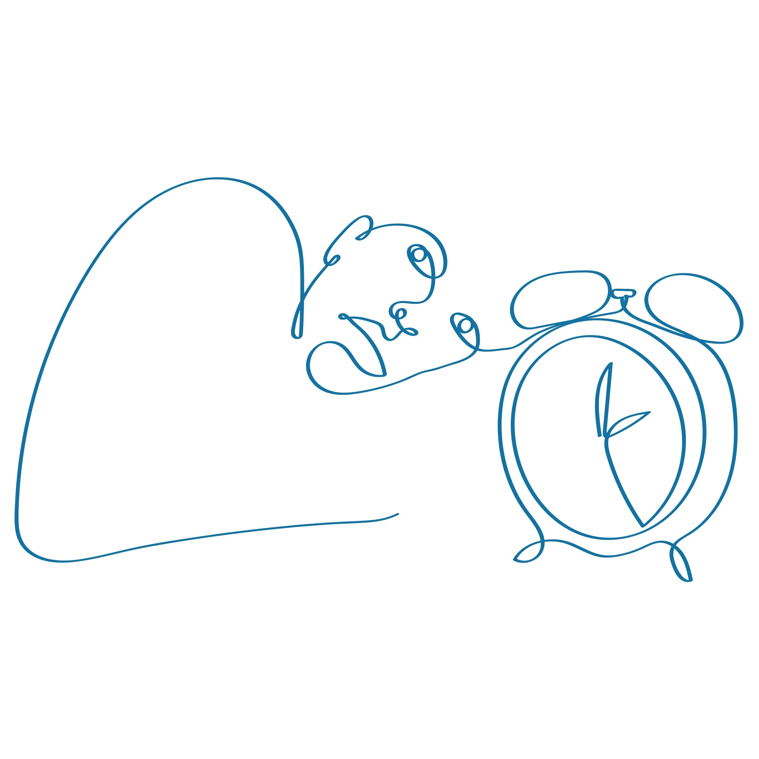 Drawing sketch of person wide awake at 2am