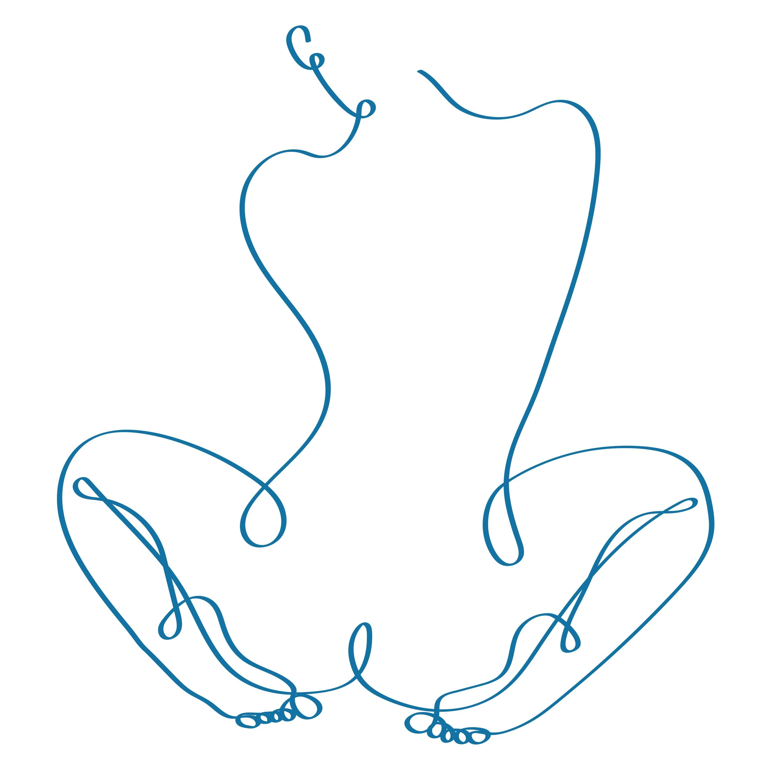 Drawing sketch of rear view of a person's body sitting crossed legged