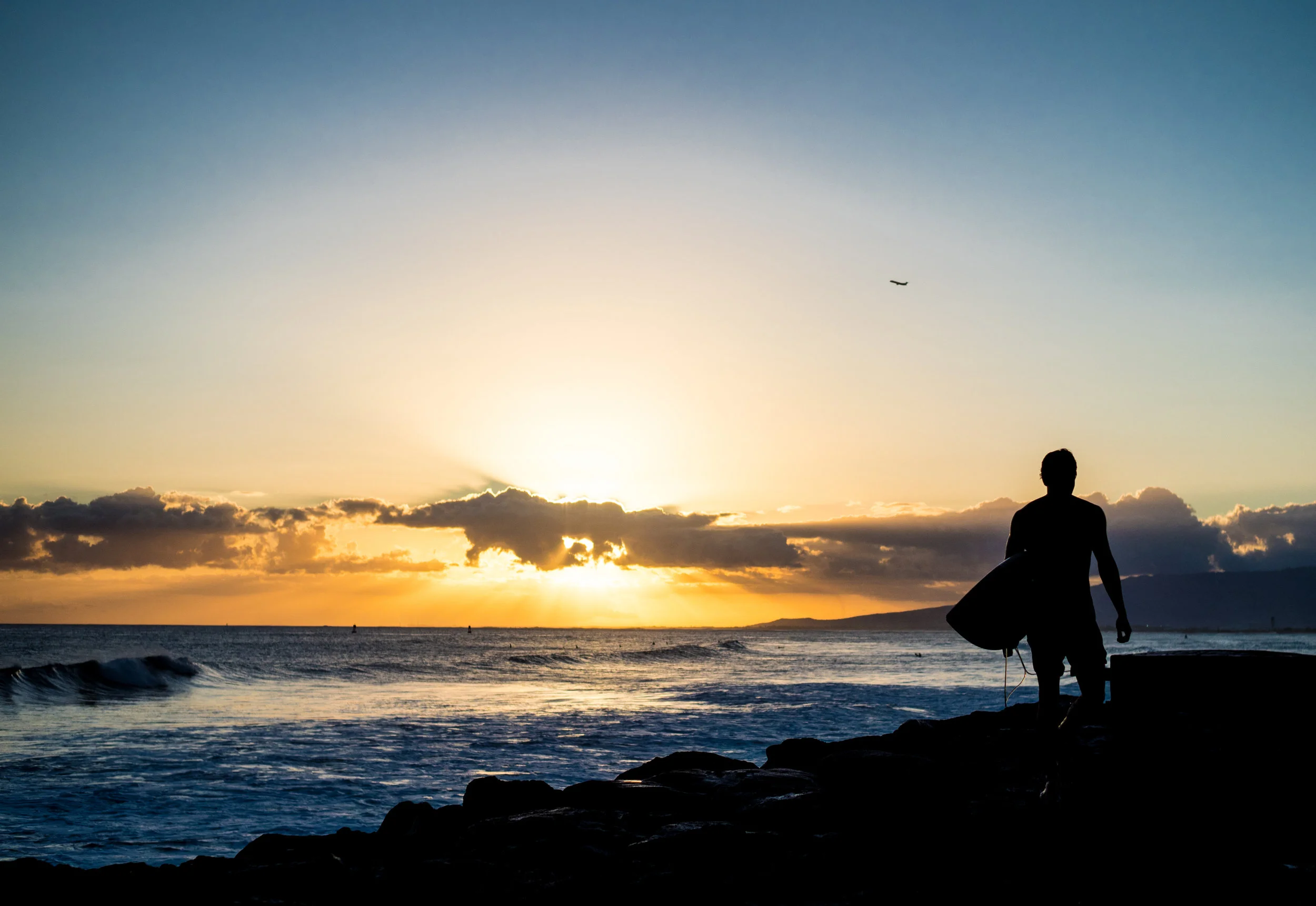Musings by the Surf - Sunset Surf at Kaka'ako Waterfront Park, Honolulu, Hawaii