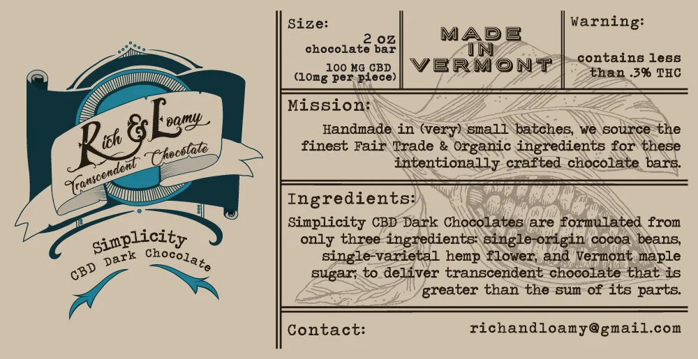 Rich and Loamy CBD Chocolate Label