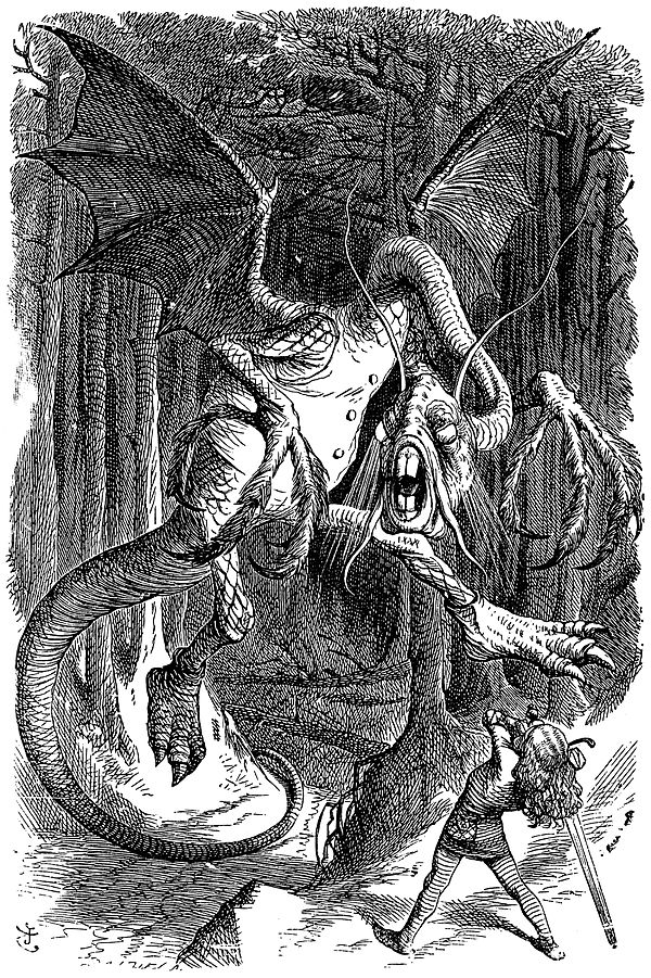 The Jabberwock, as illustrated by John Tenniel - I love this original depiction of Alice