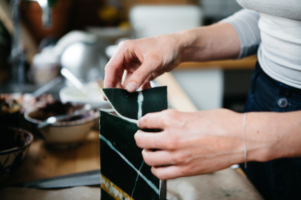  Covering the cake in printed marzipan - for Wallpaper* September issue. Photo:  Dunja Opalko  