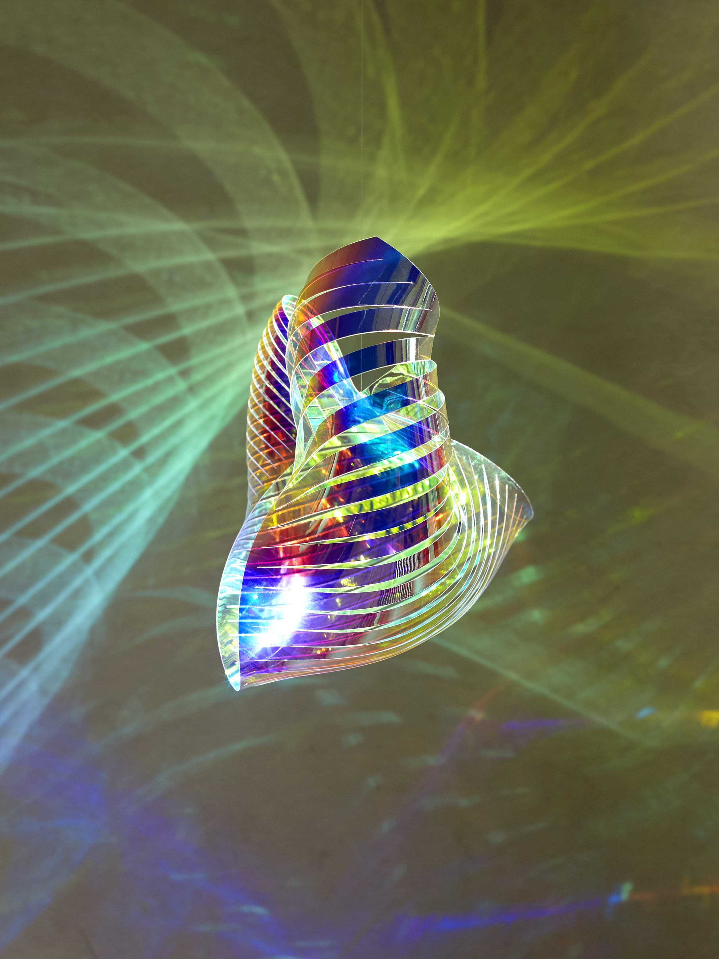 Iridescent hanging sculpture