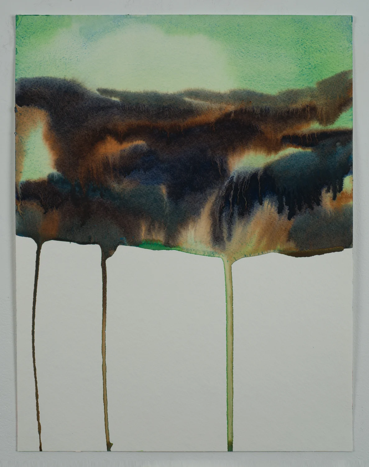 Melting Landscape with Green Sky, 17”x13”, watercolor on paper, 2016