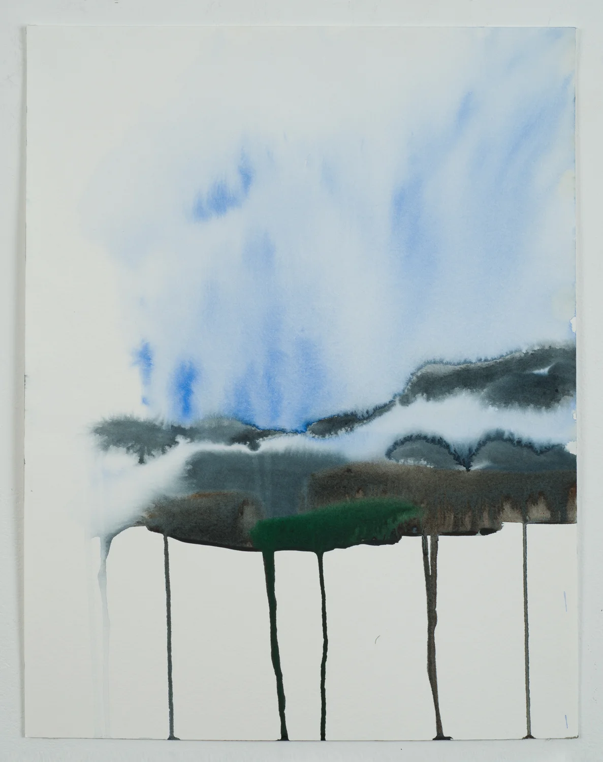 Melting Landscape with Fog, 17x13”, watercolor on paper, 2016