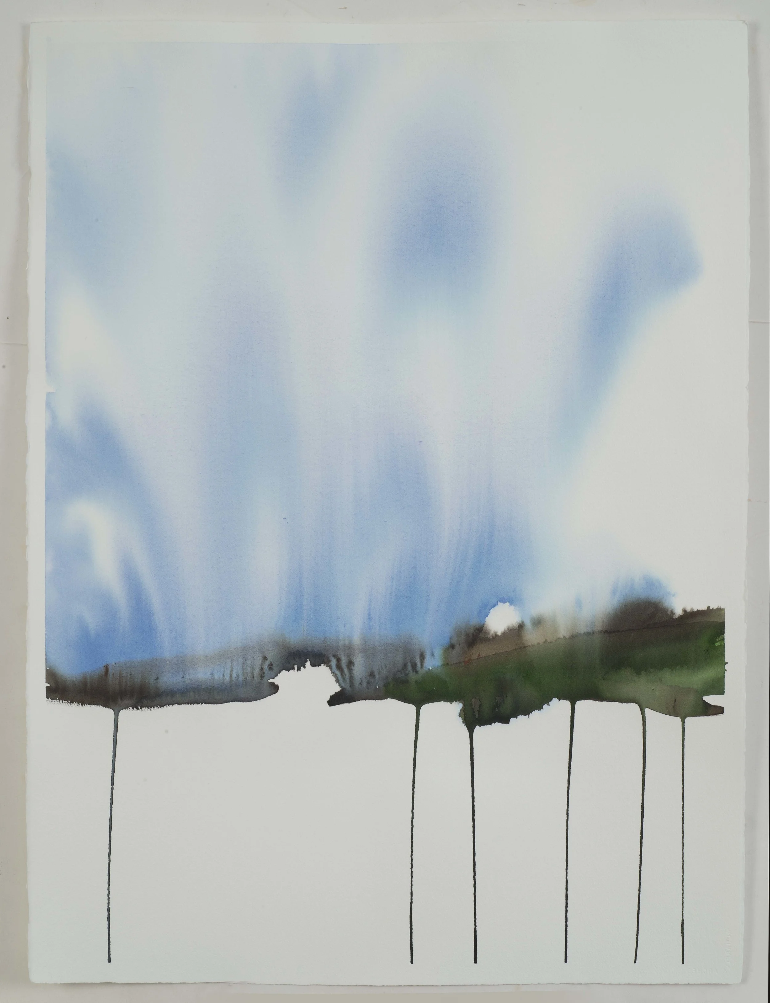 Melting Rainfall, 30x22””, watercolor on paper, 2017