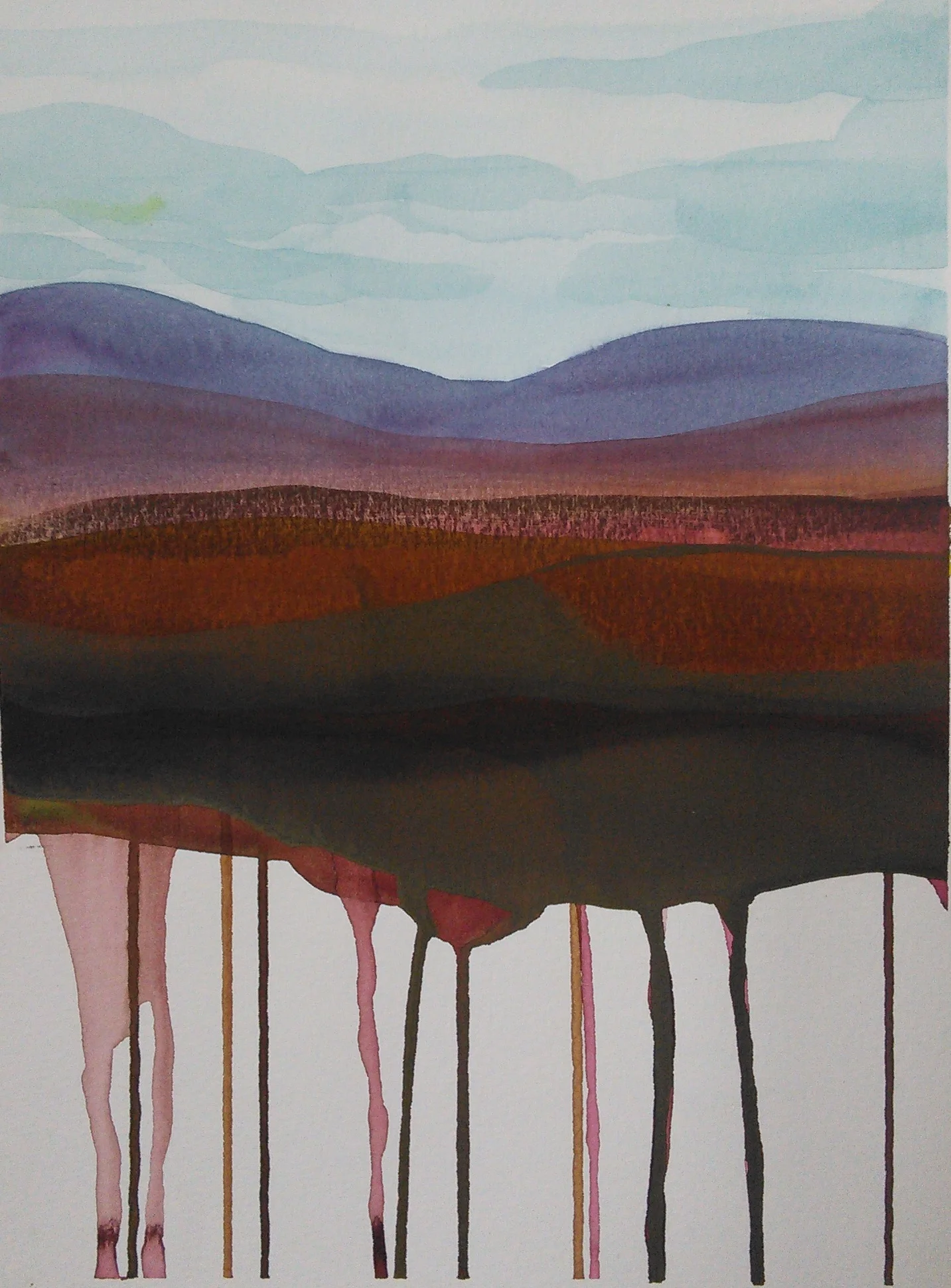 Melting Landscape 9, 12x9", watercolor on paper