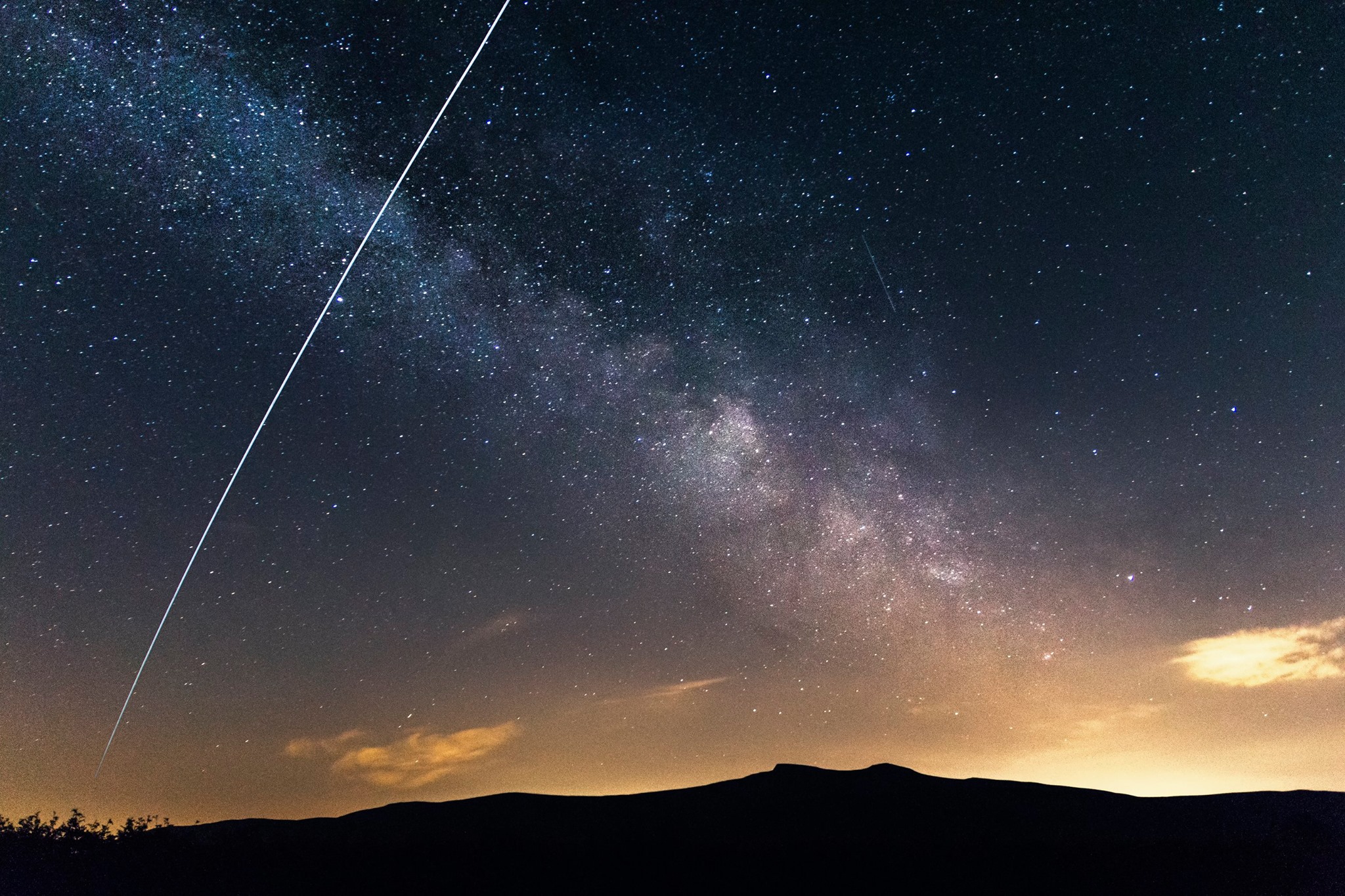 The International Space Station cutting across the Milky Way above the Brecon Beacons taken by workshop attendee Mark Kent.