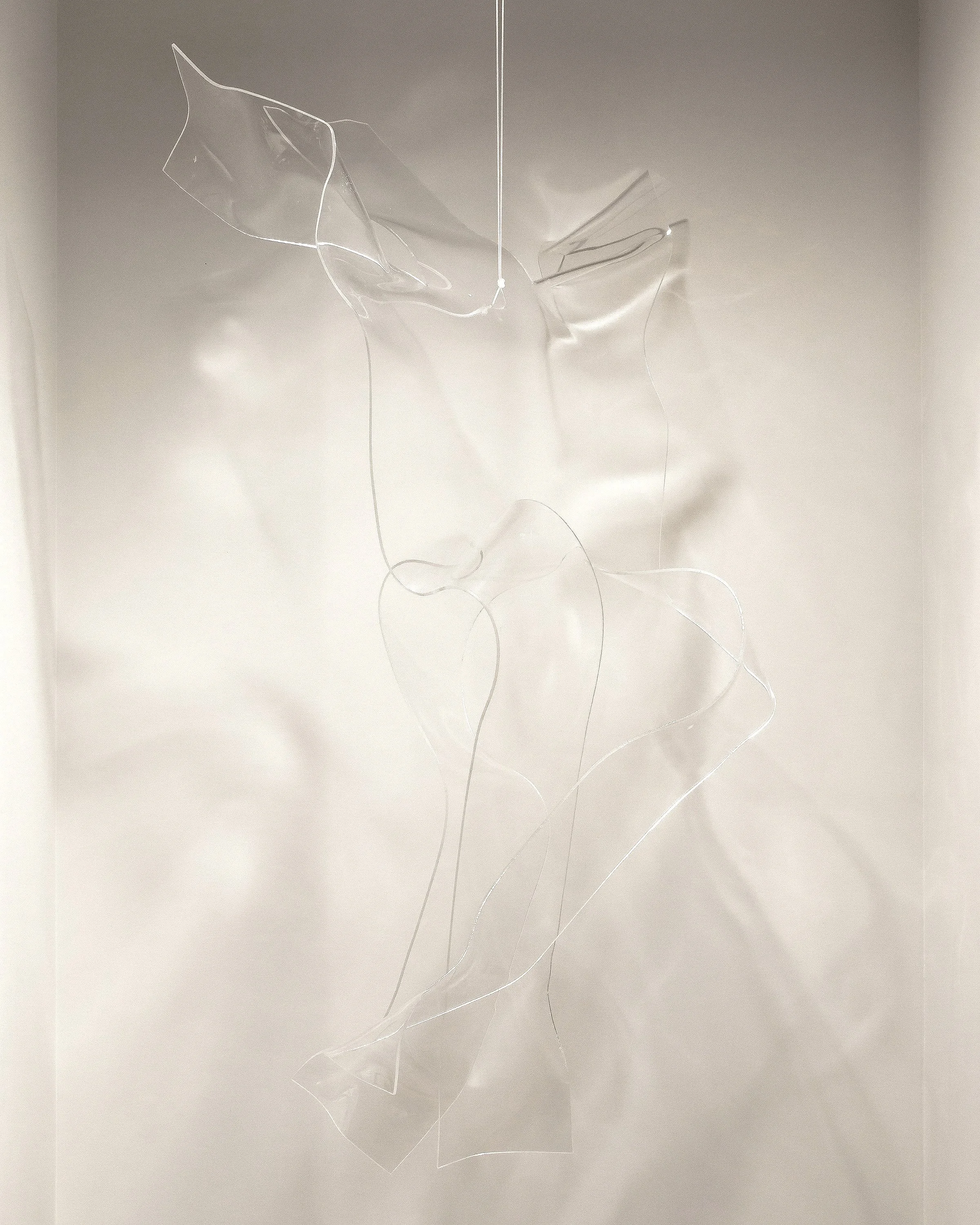 Untitled (Hanging Plexi Ribbons), 1968, acrylic, 44 x 21 inches