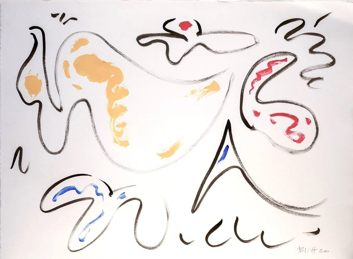 Sculptural Joy I, 2020, acrylic on paper, 22 x 30 inches, available