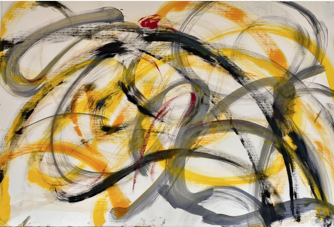Spirit, 2022, acrylic and conte on paper, 26.5 x 40 inches, available