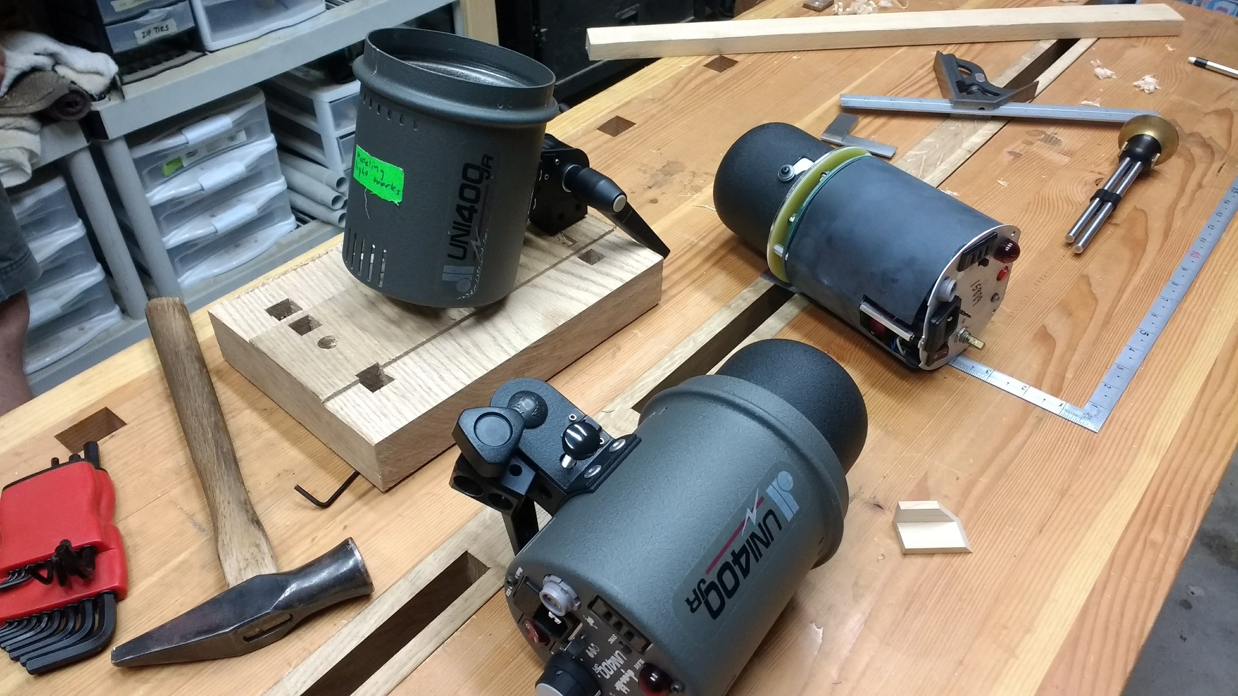 The damaged light on the right. The outside shell had been badly bent, as well as the metal plate on the back. The jackrabbit plug's housing was broken & as well as the fitting for the discharge/dump button.