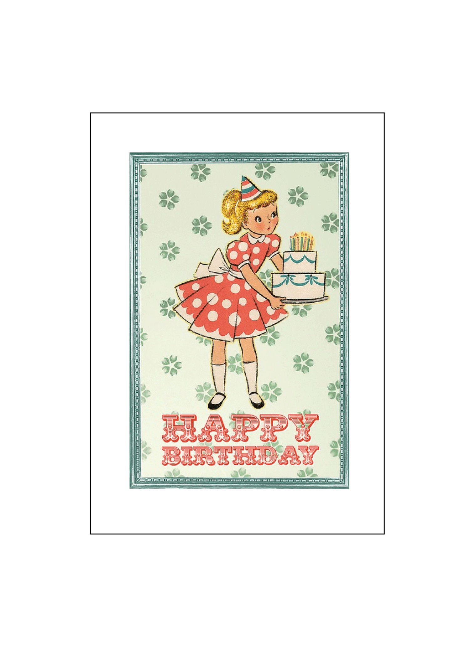 Vintage Birthday Girl With Cake Set