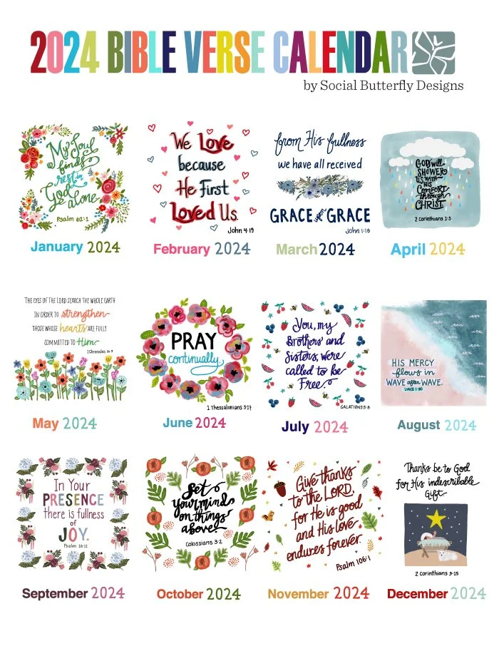 2024 Bible Verse Desk Calendar — Social Butterfly Designs