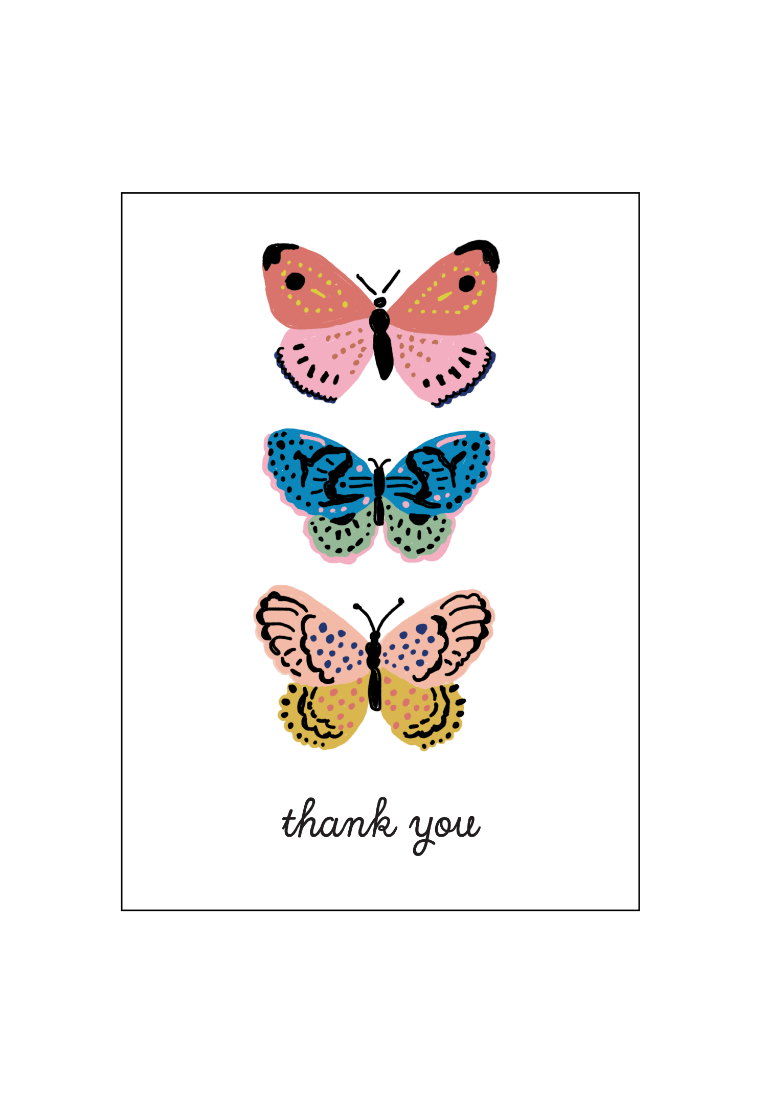 Butterfly Trio Thank You Cards