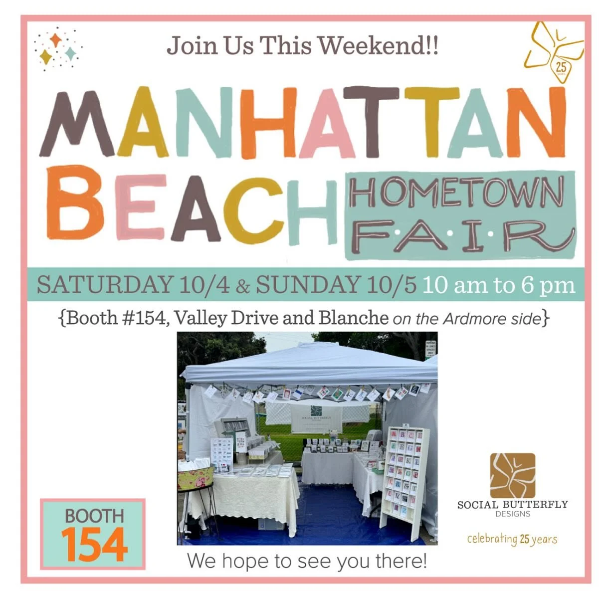 We are back at the Manhattan Beach Hometown Fair ☀️🌊 this weekend. (Oct 4-5). Be sure to stop by booth #154 and say hello&hellip; Lots of new things to share!