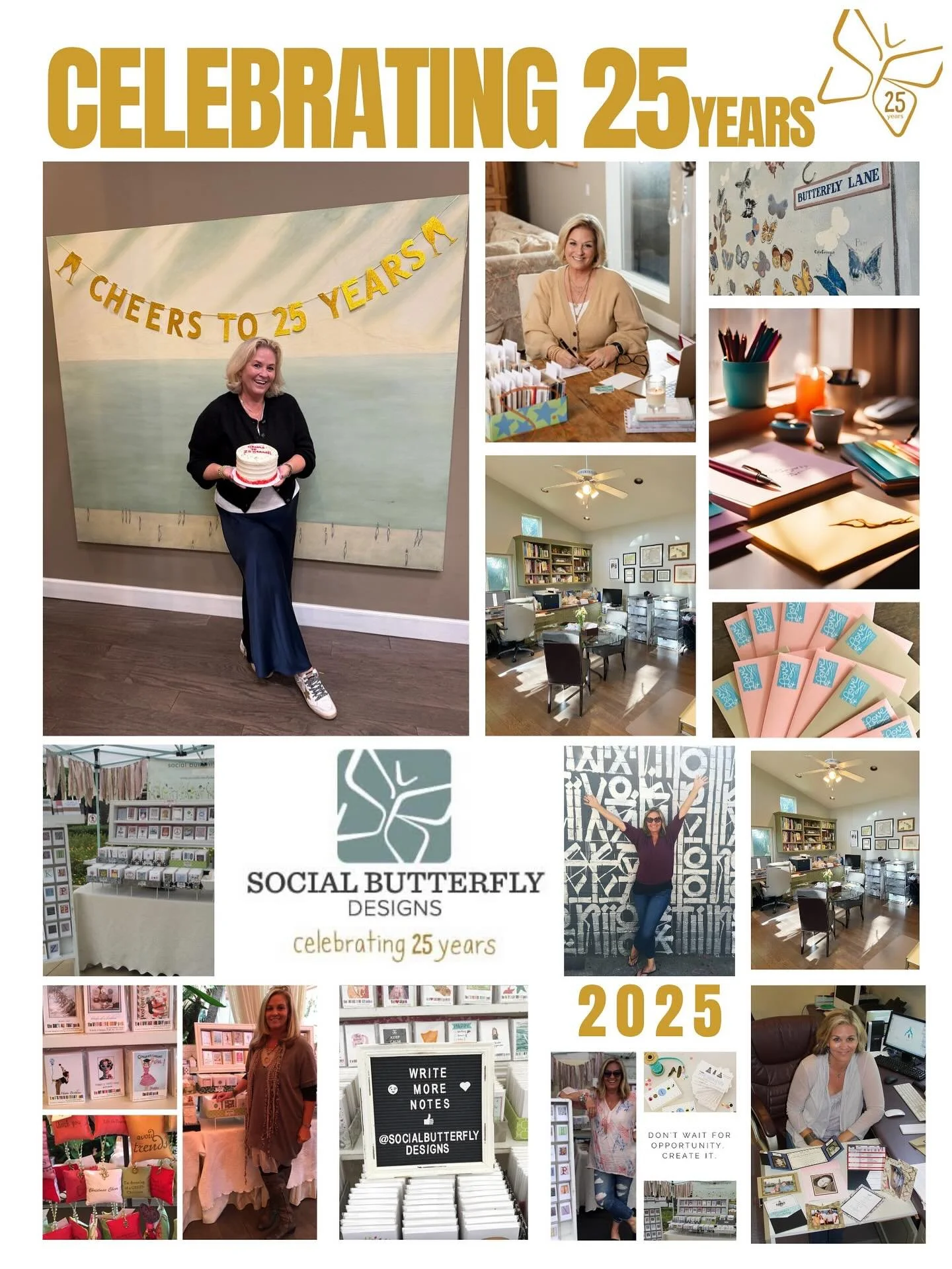 TODAY is the DAY it all started 25 years ago 🦋💌🥂🎂✨🙏💙!!! Thank you with all my ❤️ to everyone who has supported me and Social Butterfly Designs over the past quarter century!!