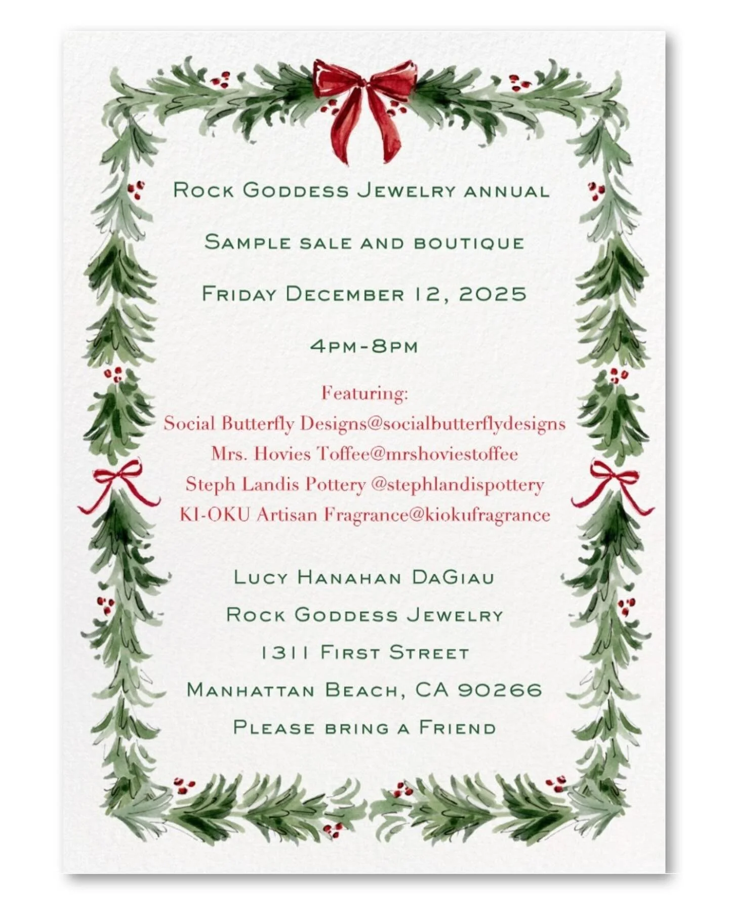 Tonight is the Annual Rock Goddess Jewelry Sample Sale and Boutique&hellip;and my last show of the season 🎄. It&rsquo;s always a lot of fun and if you are in the area, please stop&hellip;for the jewelry sale alone👏! I will also have some specials. 