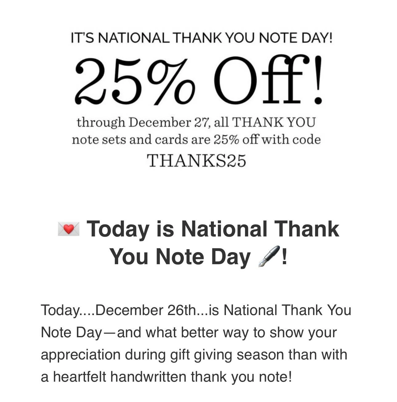 Today is National Thank You Note Day ✍🏼💛
A simple note can say what texts and emails can&rsquo;t&hellip;.I see you 👀. I appreciate you 🤗.
Here&rsquo;s your reminder to slow down, pick up a pen🖋️, and send a little gratitude 💌 into the world 🌎.
