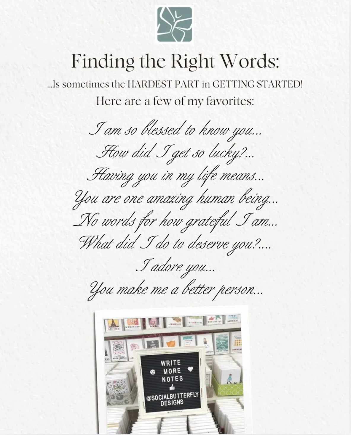 Just a little Monday morning inspiration to help you get started in putting pen to paper and writing someone a handwritten note this week&hellip;just because 💌👏. Please share a comment if you do ✍🏼. #handwrittennotes #sendaletter #writemorenotes