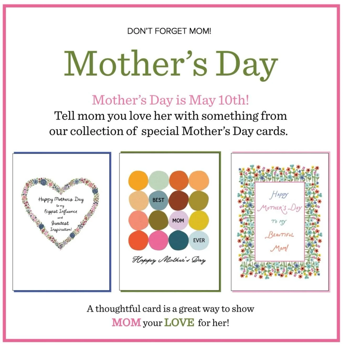 Mother&rsquo;s Day is just around the corner.  Don&rsquo;t forget to tell your mom how much you love her with a card 💌🌸💕👑. Link in bio.